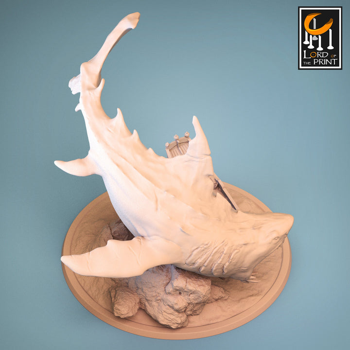 Megalodon, Giant Shark (3 sizes) Underwater D&amp;D Miniature |215mm Long, 28mm,32mm,54mm Scales |Resin Figurine Dungeons and Dragons Pathfinder