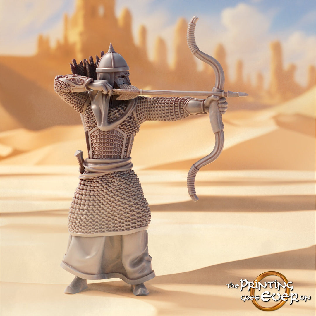 Human Ranger Fighter in Chainmail with Bow | Miniature | 28mm, 32mm, 75mm, 100mm Scales | Pathfinder Figure | DnD | Figurine unpainted |