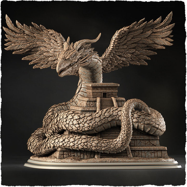 Gargantuan Quetzalcoatl Flying Snake God Miniature | 28mm &amp; 32mm Sizes 130mm High | Aztec God Statue | Figurine | Dungeons and Dragons 5e