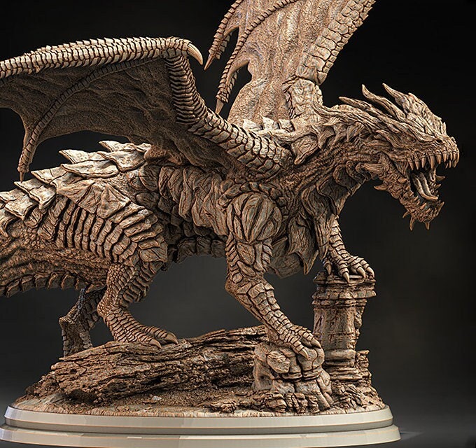 Chromatic Red Dragon (4 sizes) D&amp;D Miniature | 250mm Long, 225mm Wing Span | Resin Dragon Statue | Figurine | Dungeons and Dragons 5e