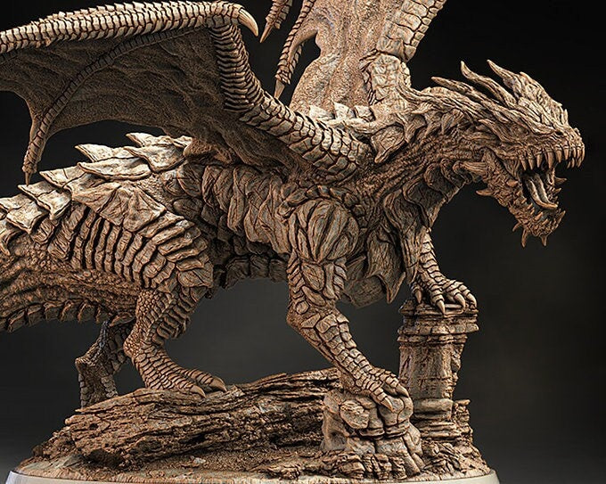 Chromatic Red Dragon (4 sizes) D&amp;D Miniature | 250mm Long, 225mm Wing Span | Resin Dragon Statue | Figurine | Dungeons and Dragons 5e