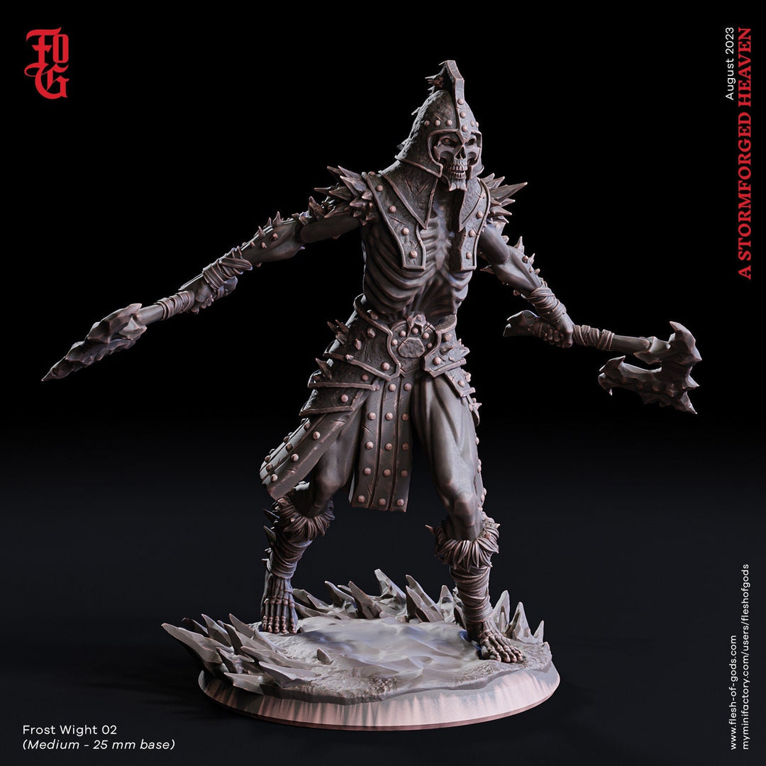 Undead Wight Death Knight Monster with 2 Axes Miniature | 28mm,32mm,54mm,75mm,100mm Scale |Figurine D&D 5e |Pathfinder Undead| Flesh of Gods