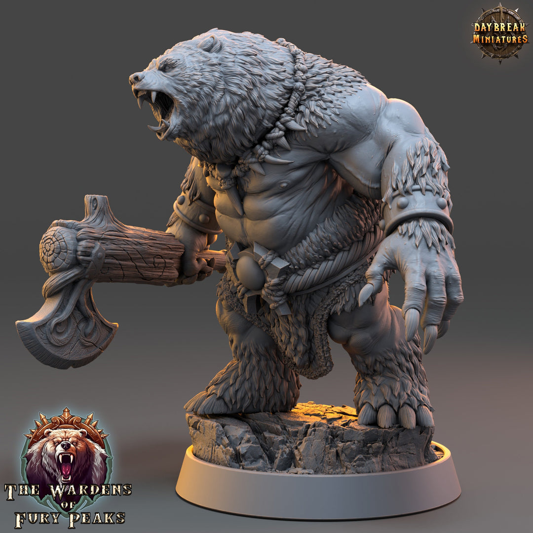BearFolk Werebear with Axe Humanoid | Scales: 4 sizes | D&amp;D 5e Megaboss | |Pathfinder