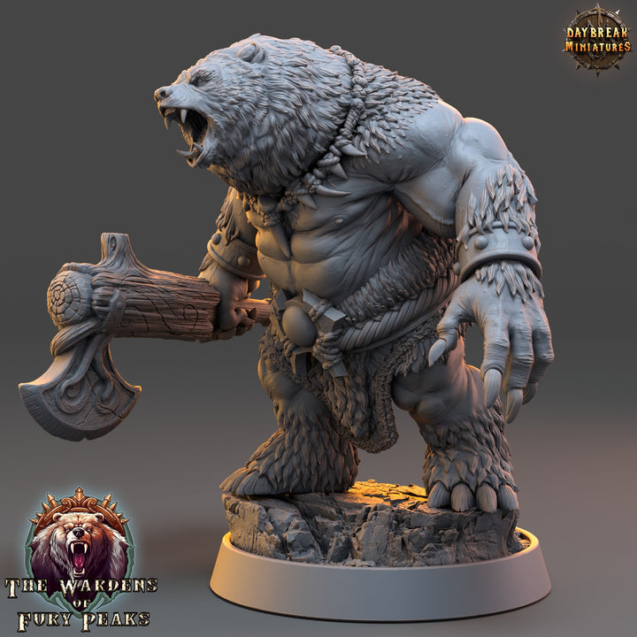 BearFolk Werebear with Axe Humanoid | Scales: 4 sizes | D&amp;D 5e Megaboss | |Pathfinder