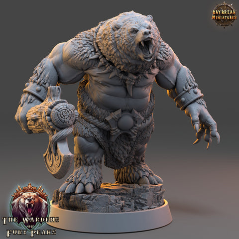 BearFolk Werebear with Axe Humanoid | Scales: 28mm, 32mm,54mm,75mm | D&D 5e Megaboss | Dungeons and Dragons |Pathfinder| Daybreak Miniatures