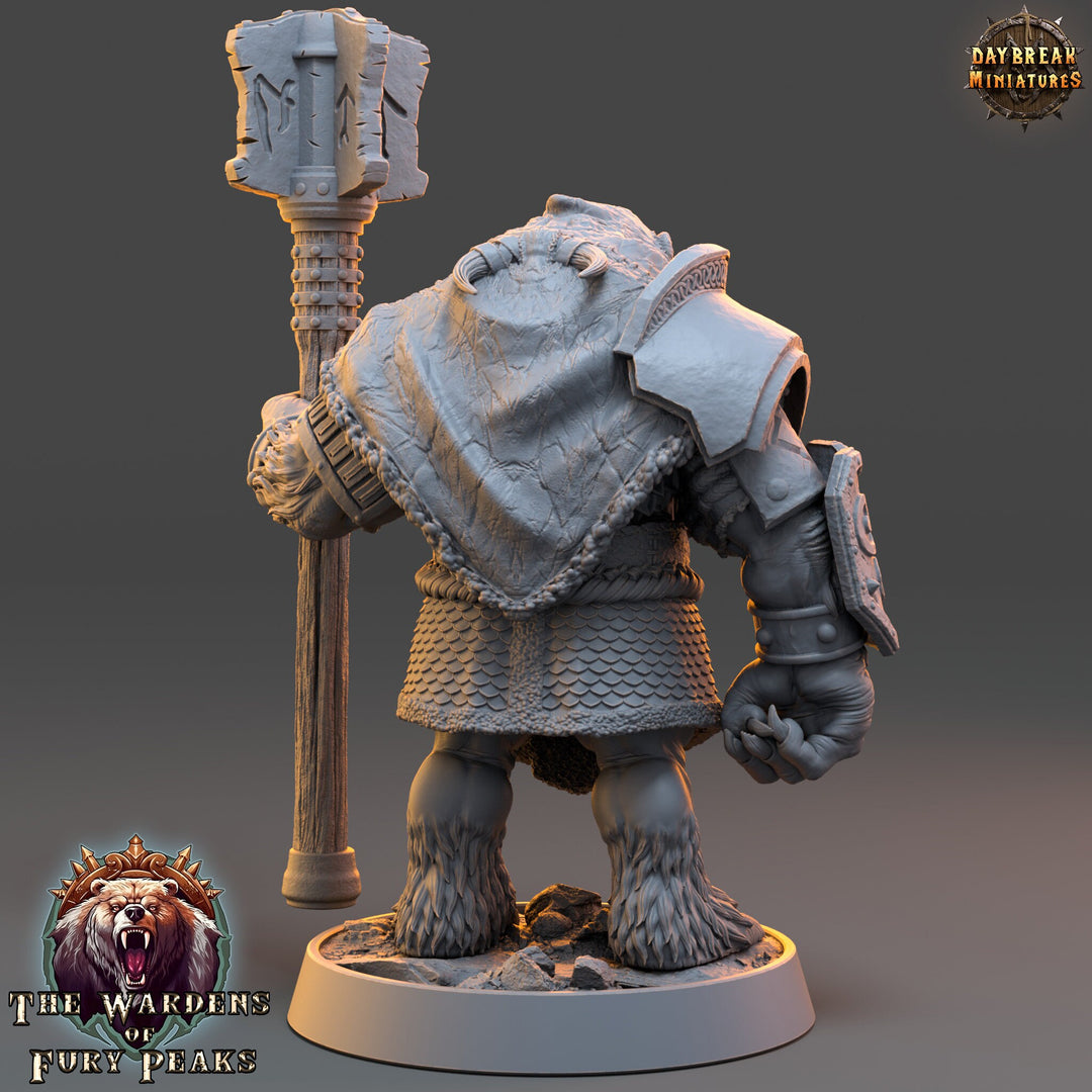 BearFolk Werebear Cleric with Mace | Scales: 28mm, 32mm,54mm,75mm | D&amp;D 5e Megaboss | Dungeons and Dragons |Pathfinder| Daybreak Miniatures