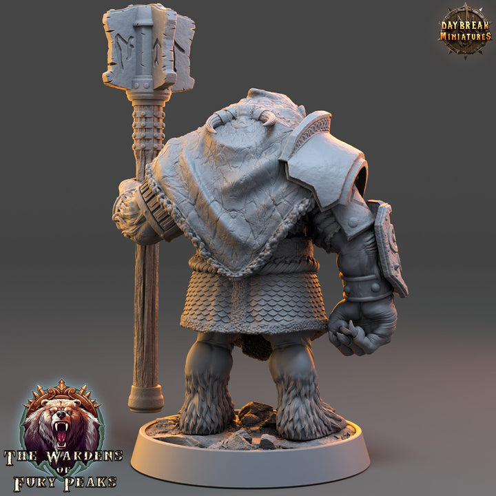 BearFolk Werebear Cleric with Mace | Scales: 28mm, 32mm,54mm,75mm | D&amp;D 5e Megaboss | Dungeons and Dragons |Pathfinder| Daybreak Miniatures