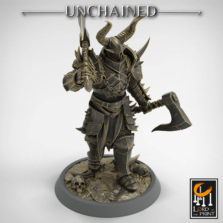 Fighter Dual Axes, Light Soldier, Oathbreaker Paladin, Unpainted Miniature| 28mm, 32mm,54mm,75mm,100mm Scales |Dungeons &amp; Dragons Pathfinder