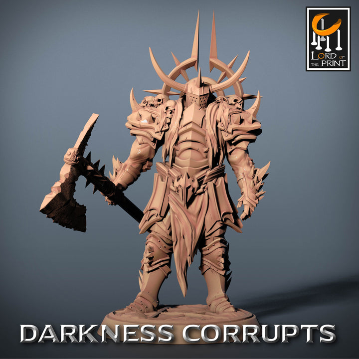 Fighter Great Axe, Oathbreaker Paladin, Unpainted Miniature | 28mm, 32mm,54mm,75mm,100mm Scales | Dungeons and Dragons | Pathfinder |