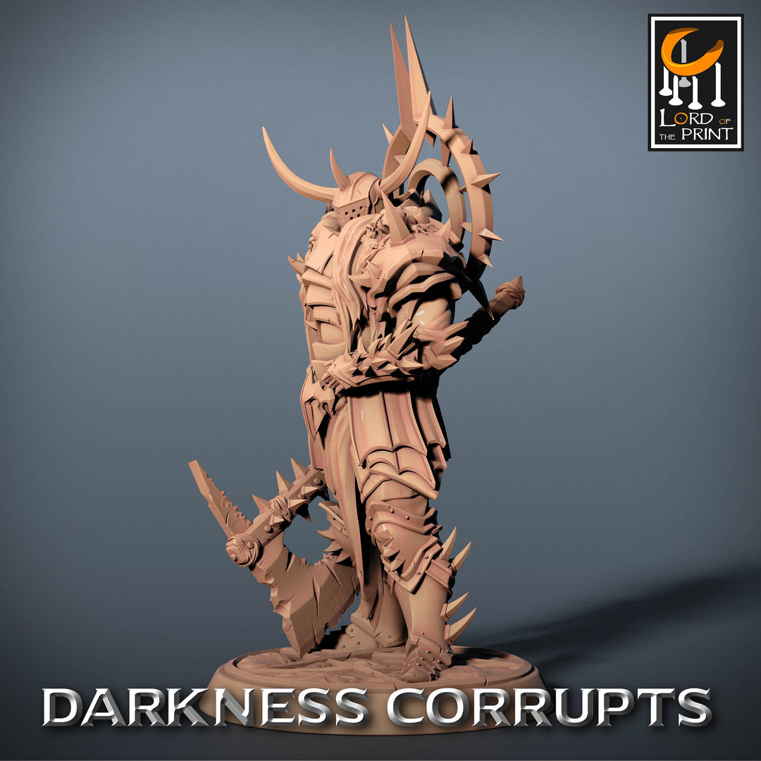 Fighter Great Axe, Oathbreaker Paladin, Unpainted Miniature | 28mm, 32mm,54mm,75mm,100mm Scales | Dungeons and Dragons | Pathfinder |
