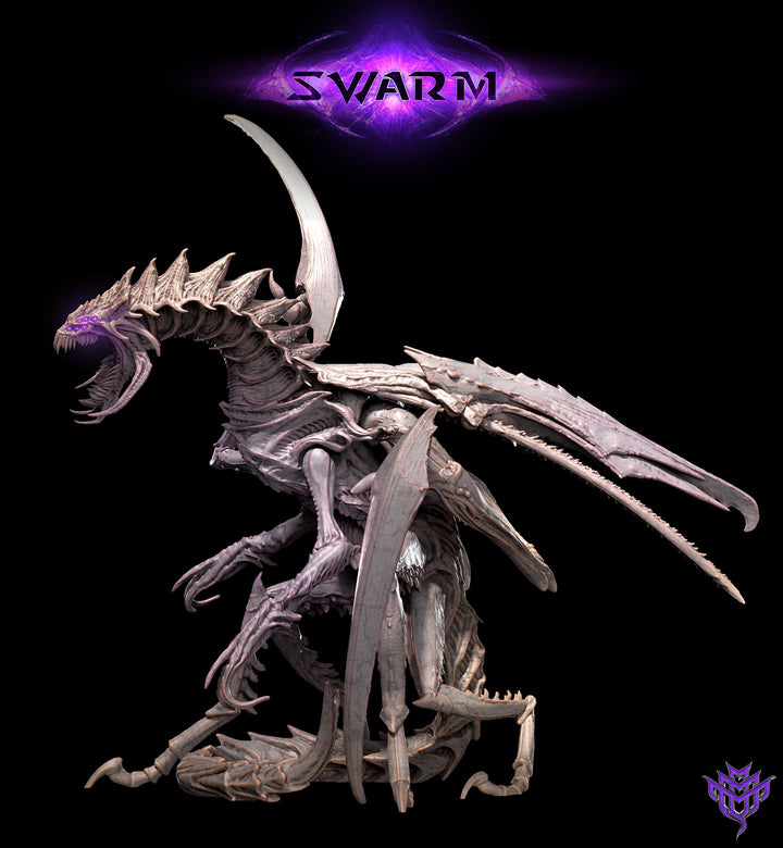 Insectoid Dragon Sci-Fi or D&amp;D miniature | Sizes 50mm,60mm, 75mm,100mm Base Size | Dungeons and Dragons | Pathfinder | Mini Monster Mayhem