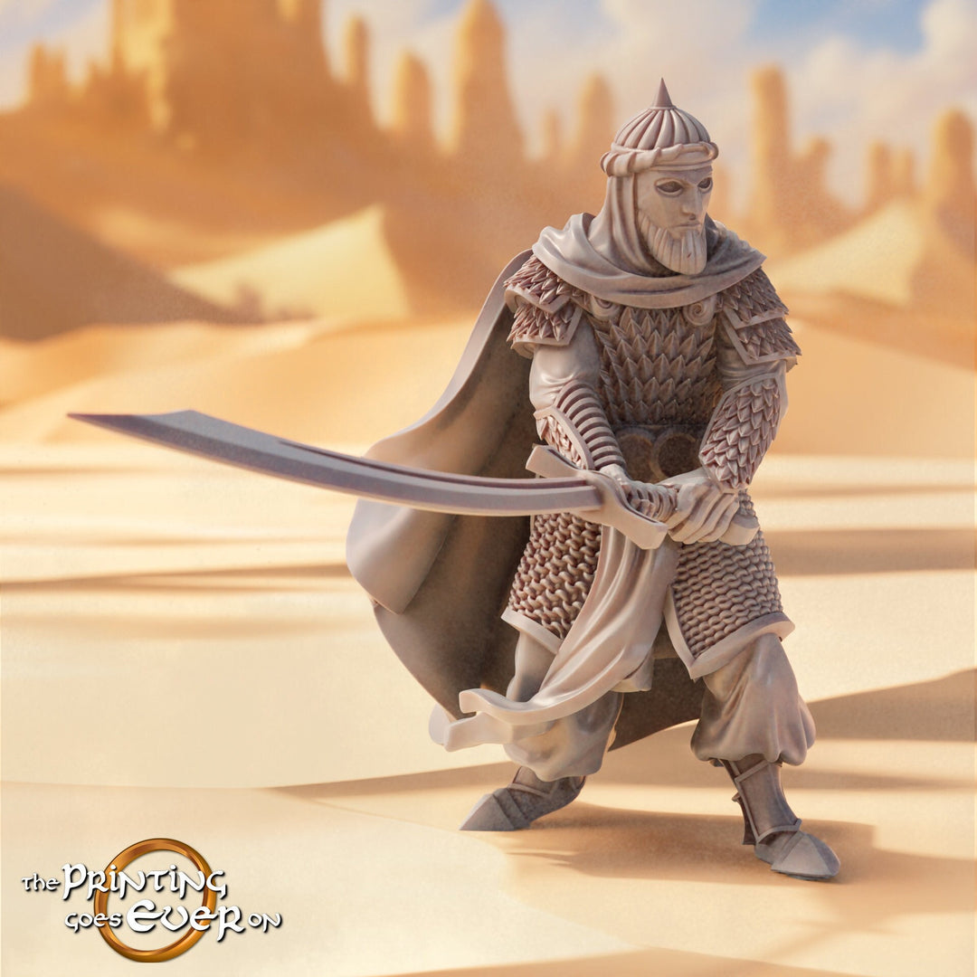 Human Ranger Fighter in Chainmail with Scimitar Unpainted Miniature | 28mm, 32mm, 54mm, 75mm, 100mm Scales | Pathfinder Figure |DnD Figurine