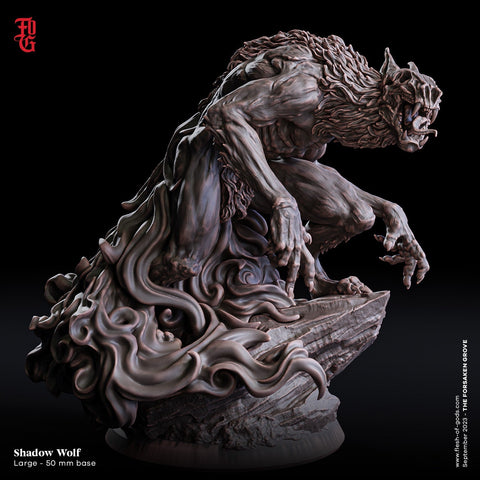 Shadow Wolf, Shadow Dire Wolf | 28mm / 32mm, 54mm,75mm Scales - Boss Monster Mini - Minis - D&D 5e - Pathfinder Figurine | Flesh of Gods