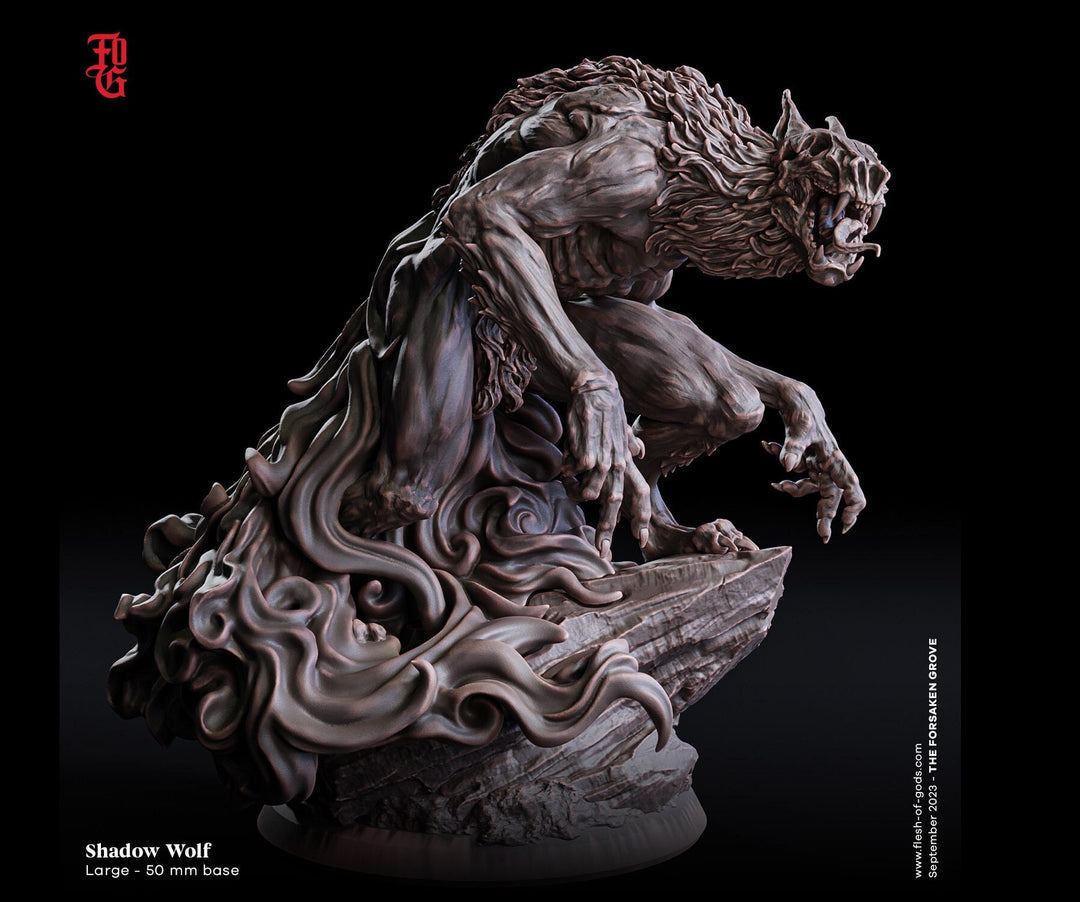 Shadow Wolf, Shadow Dire Wolf | 28mm / 32mm, 54mm,75mm Scales - Boss Monster Mini - Minis - D&amp;D 5e - Pathfinder Figurine | Flesh of Gods