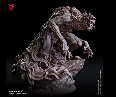 Shadow Wolf, Shadow Dire Wolf | 28mm / 32mm, 54mm,75mm Scales - Boss Monster Mini - Minis - D&D 5e - Pathfinder Figurine | Flesh of Gods
