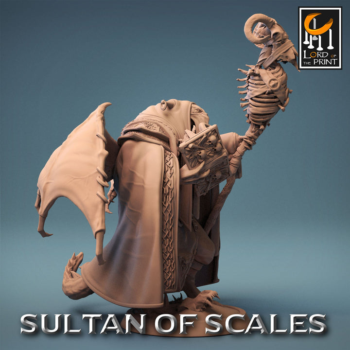 Dragonborn Wizard Necromancer Sorcerer D&amp;D, Unpainted Miniature | 28mm, 32mm,54mm,75mm,100mm Scales | Dungeons and Dragons | Pathfinder |