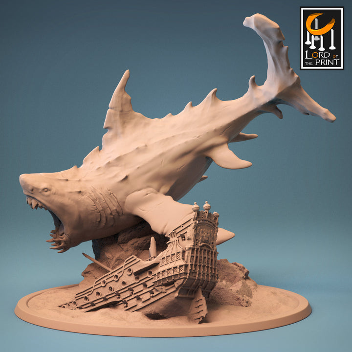 Megalodon, Giant Shark (3 sizes) Underwater D&amp;D Miniature |215mm Long, 28mm,32mm,54mm Scales |Resin Figurine Dungeons and Dragons Pathfinder