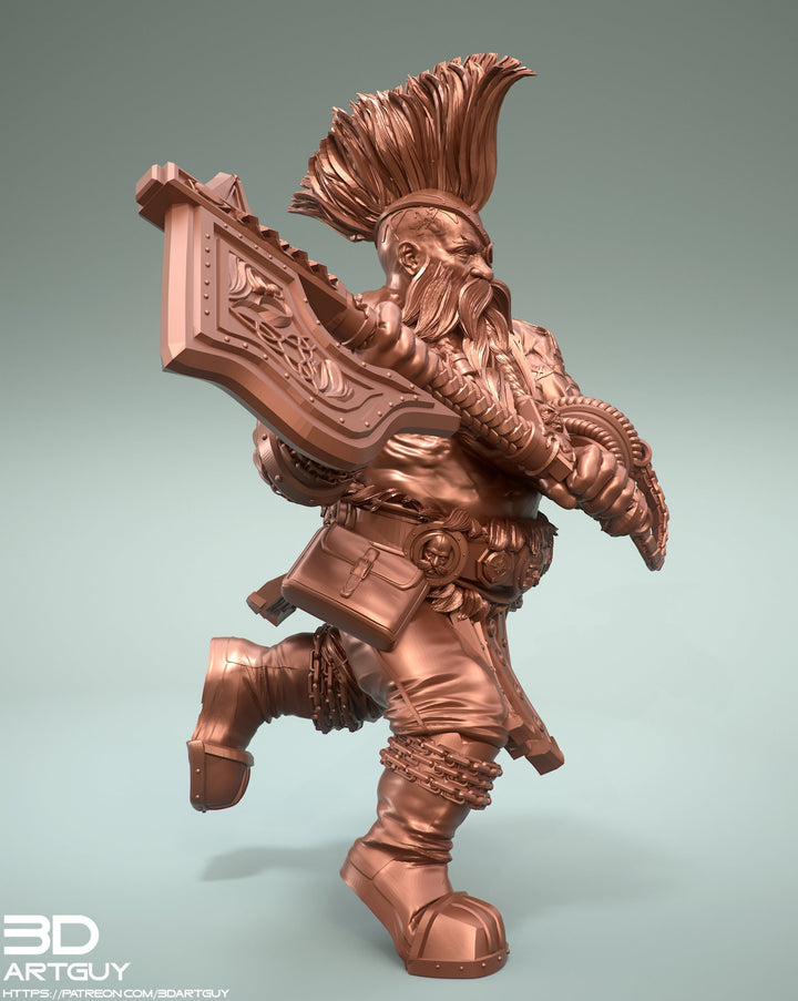 Dwarf Fighter Barbarian Axe Unpainted Figure | 28mm, 32mm,54mm,75mm,100mm Scales | Dungeons and Dragons Pathfinder | 3DArtGuy
