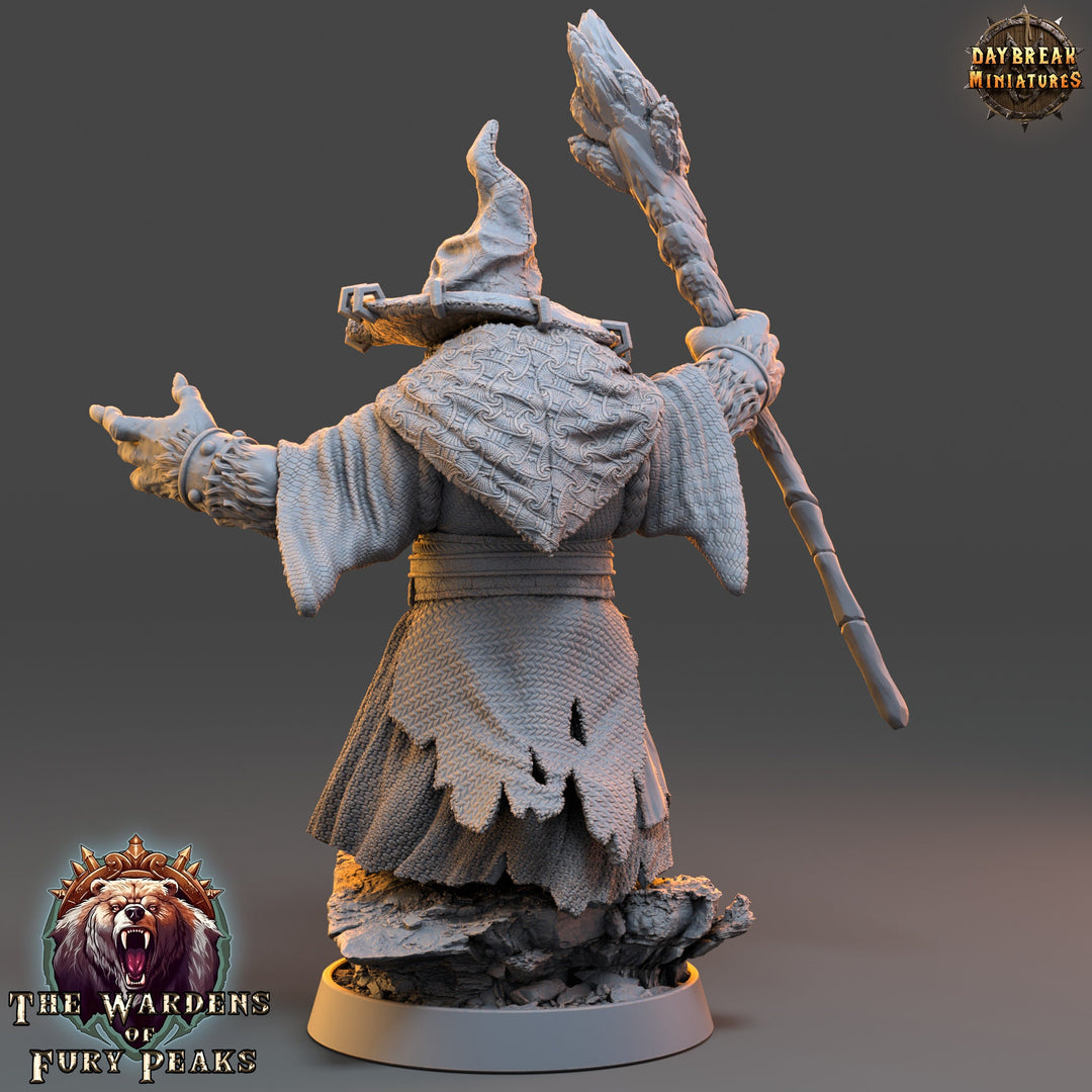 BearFolk Werebear Wizard with Staff | Scales: 28mm, 32mm,54mm,75mm | D&amp;D 5e Megaboss | Dungeons and Dragons |Pathfinder| Daybreak Miniatures