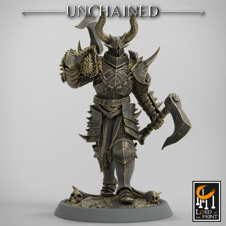 Fighter Dual Axes, Light Soldier, Oathbreaker Paladin, Unpainted Miniature| 28mm, 32mm,54mm,75mm,100mm Scales |Dungeons &amp; Dragons Pathfinder