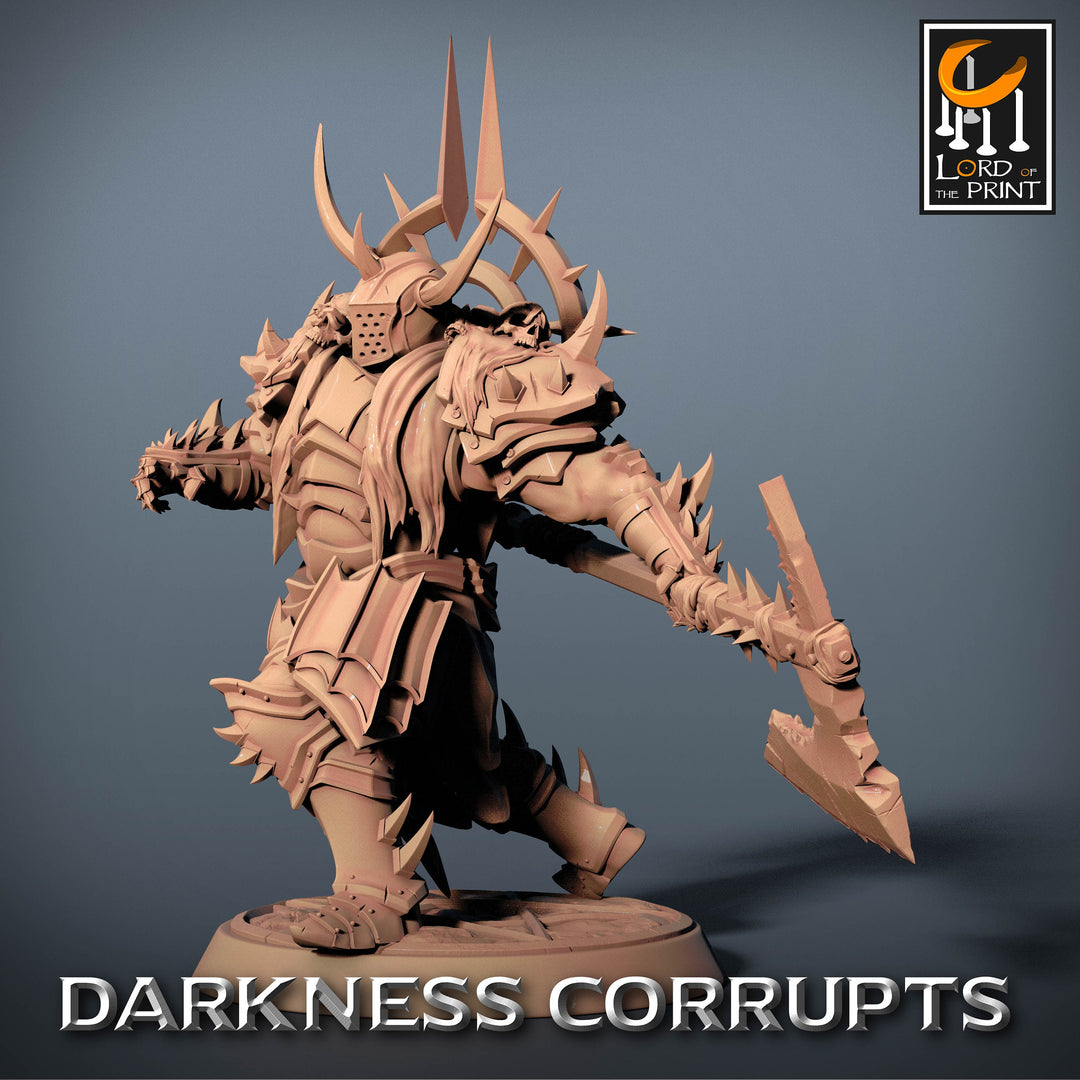 Fighter Great Axe, Oathbreaker Paladin, Unpainted Miniature | 28mm, 32mm,54mm,75mm,100mm Scales | Dungeons and Dragons | Pathfinder |
