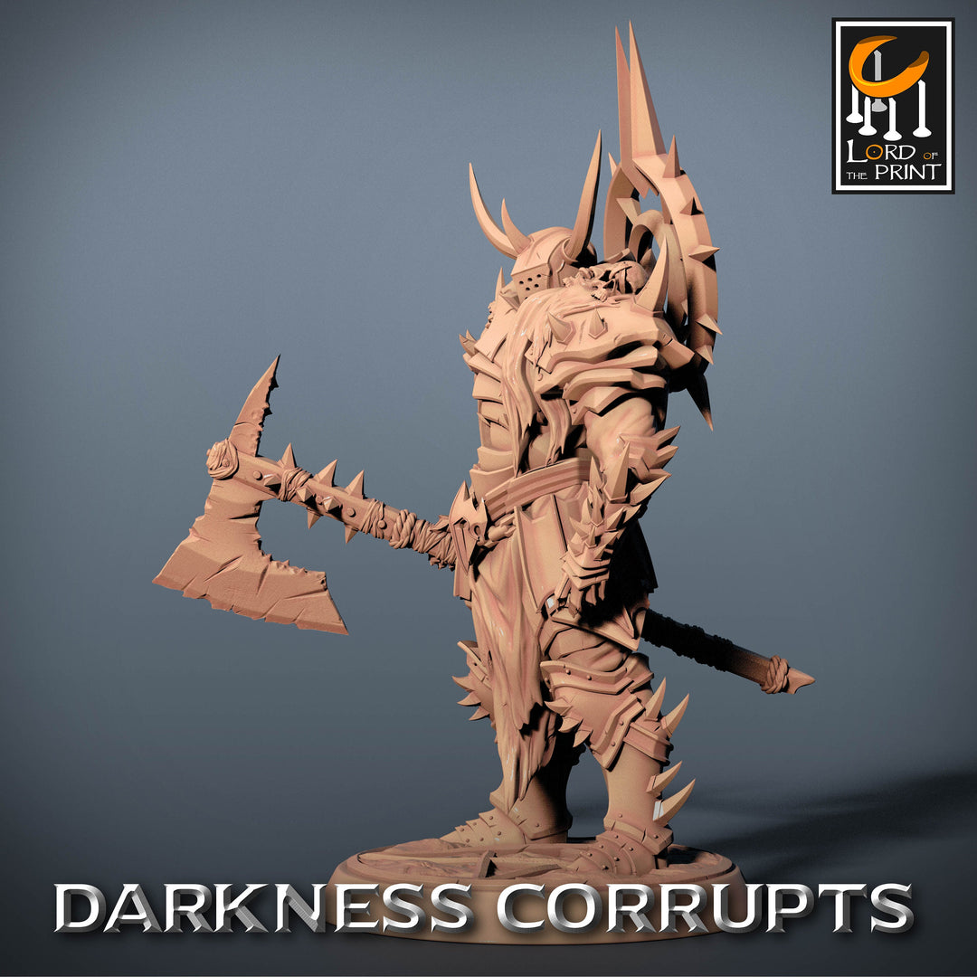 Fighter Great Axe, Oathbreaker Paladin, Unpainted Miniature | 28mm, 32mm,54mm,75mm,100mm Scales | Dungeons and Dragons | Pathfinder |