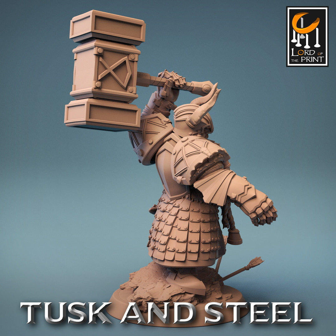 Dwarf Fighter Paladin with Battle Hammer Unpainted | 28mm, 32mm,54mm,75mm,100mm Scales | Dungeons and Dragons Pathfinder Lord of The Print