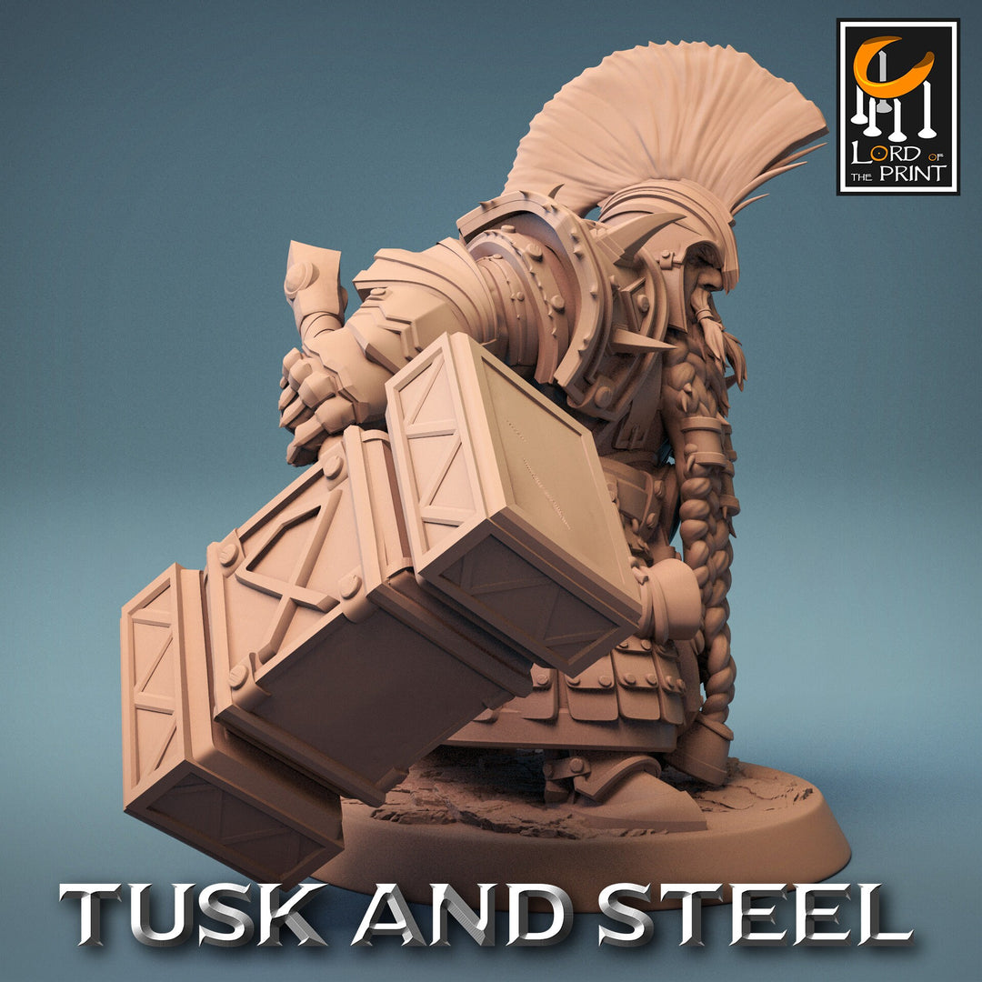 Dwarf Fighter Paladin with Battle Hammer Unpainted | 28mm, 32mm,54mm,75mm,100mm Scales | Dungeons and Dragons Pathfinder Lord of The Print