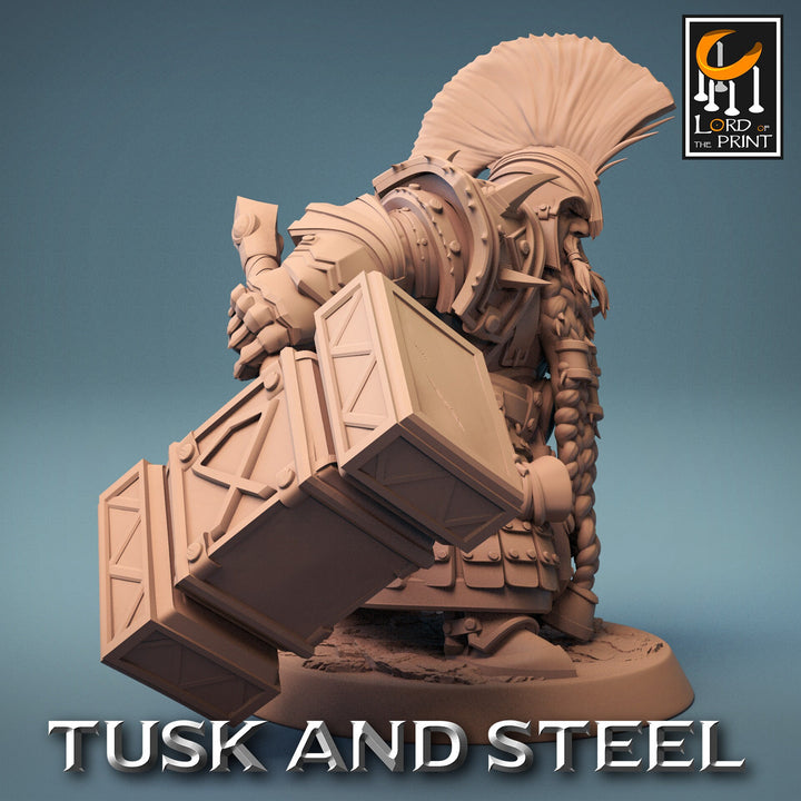 Dwarf Fighter Paladin with Battle Hammer Unpainted | 28mm, 32mm,54mm,75mm,100mm Scales | Dungeons and Dragons Pathfinder Lord of The Print