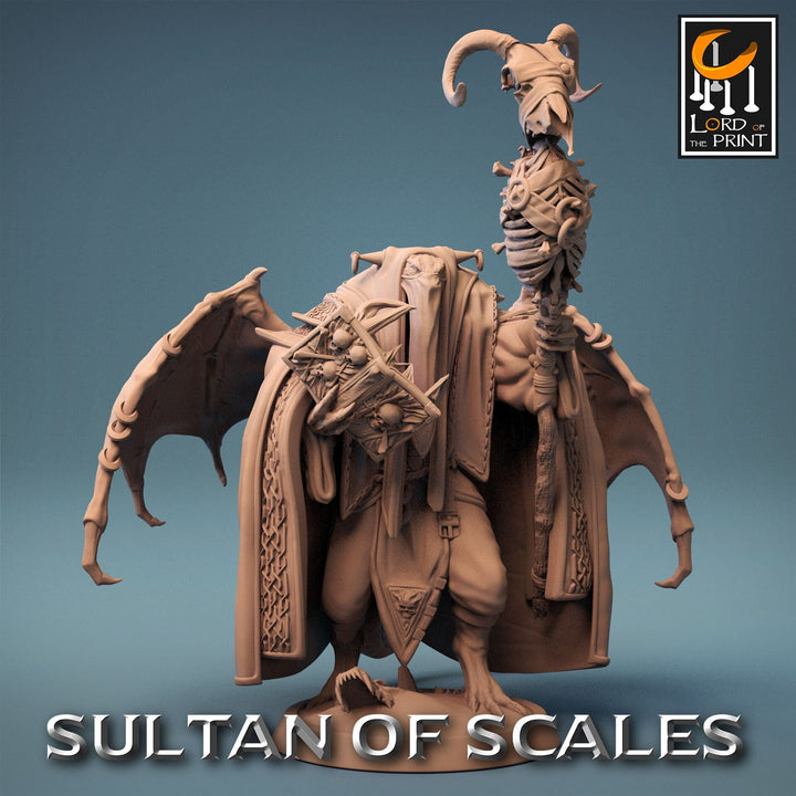 Dragonborn Wizard Necromancer Sorcerer D&amp;D, Unpainted Miniature | 28mm, 32mm,54mm,75mm,100mm Scales | Dungeons and Dragons | Pathfinder |