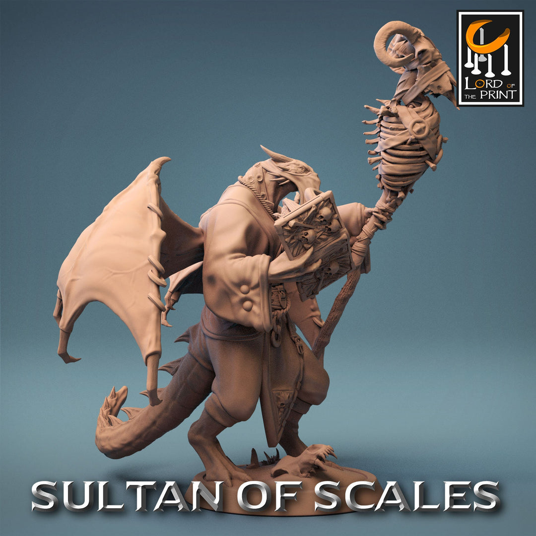 Dragonborn Wizard Necromancer Sorcerer D&amp;D, Unpainted Miniature | 28mm, 32mm,54mm,75mm,100mm Scales | Dungeons and Dragons | Pathfinder |