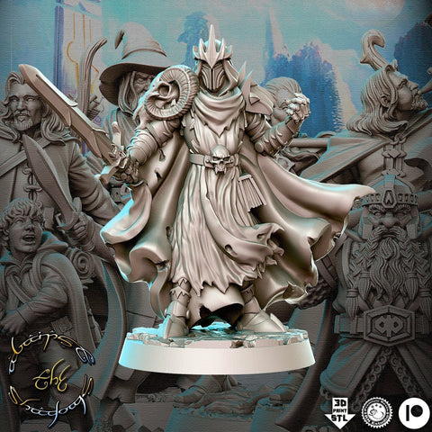 Death Knight, Oathbreaker Paladin, Warlock Hexblade | Unpainted Miniature | 28mm,32mm, 54mm,75mm, 100mm Scales | Pathfinder Figure | DnD |