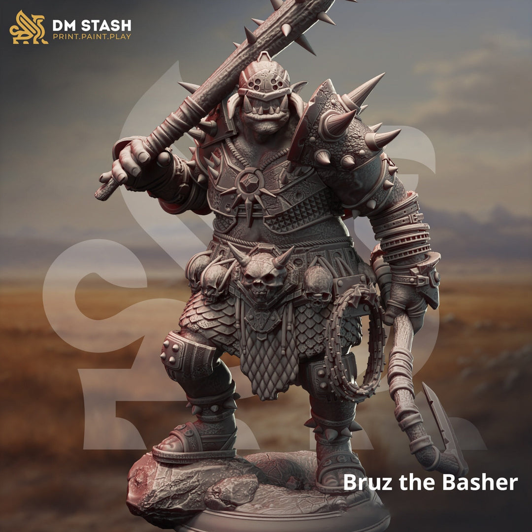 Orc Chief Fighter Barbarian, Half-Orc PC NPC Miniature | 28mm,32mm,54mm,75mm,100mm Scales | Dungeons and Dragons Pathfinder | DM Stash