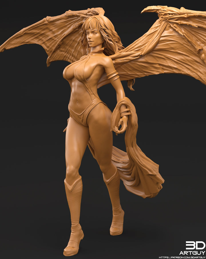 Female Vampire Strahd Bride Consort with Wings Pinup | 28mm, 32mm, 50mm,75mm,100mm | Dungeons and Dragons | Pathfinder |3DArtGuy