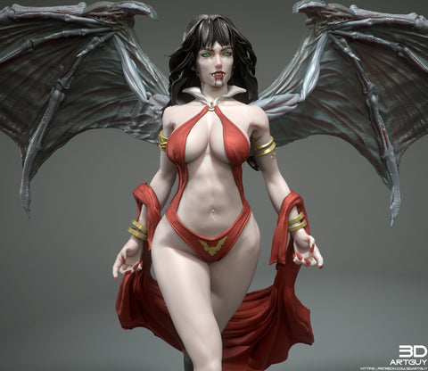 Female Vampire Strahd Bride Consort with Wings Pinup | 28mm, 32mm, 50mm,75mm,100mm | Dungeons and Dragons | Pathfinder |3DArtGuy