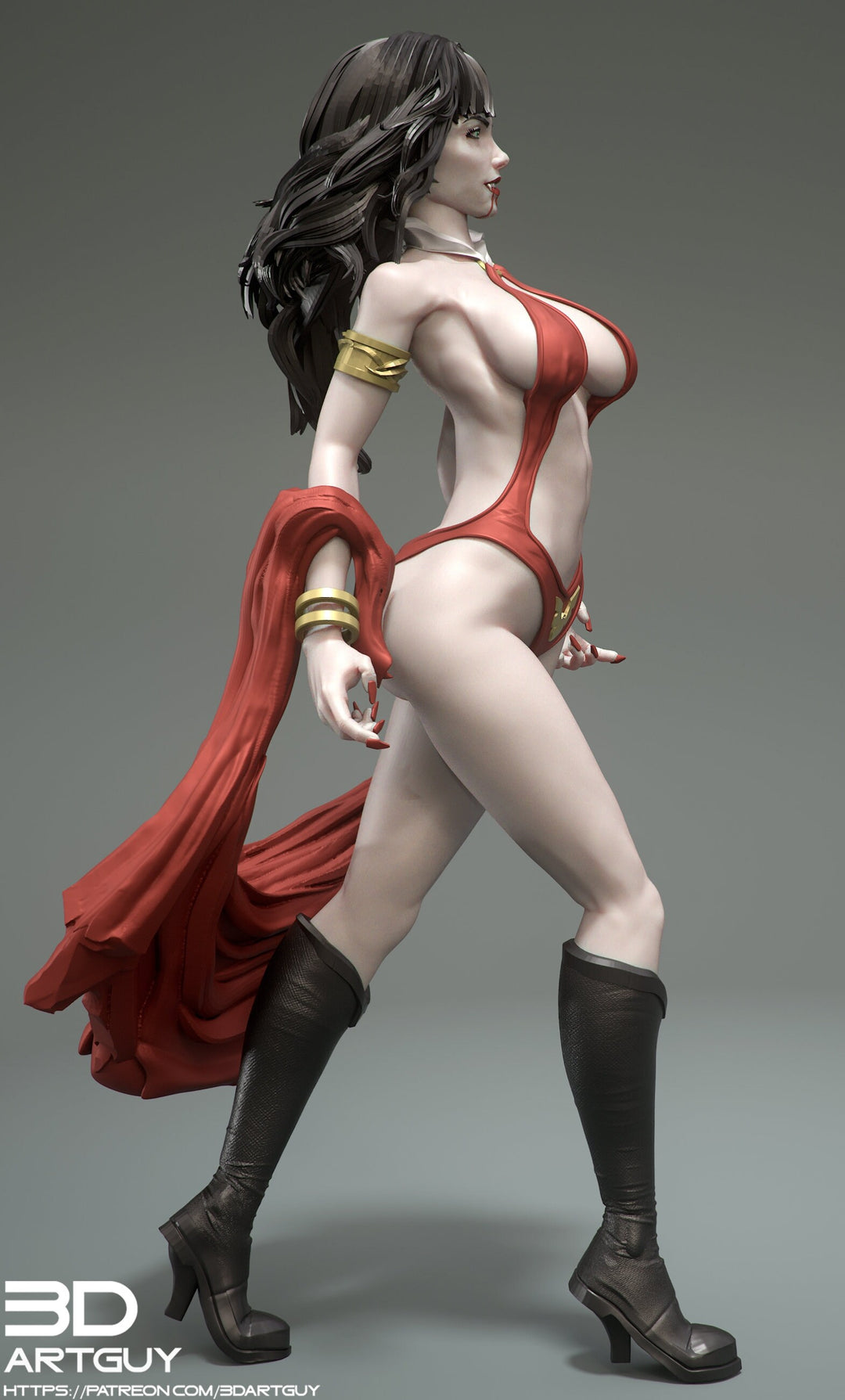 Female Vampire Strahd Bride Consort Pinup UNPAINTED | 28mm, 32mm, 50mm,75mm,100mm | Dungeons and Dragons | Pathfinder |3DArtGuy