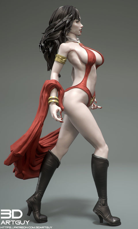 Female Vampire Strahd Bride Consort Pinup UNPAINTED | 28mm, 32mm, 50mm,75mm,100mm | Dungeons and Dragons | Pathfinder |3DArtGuy