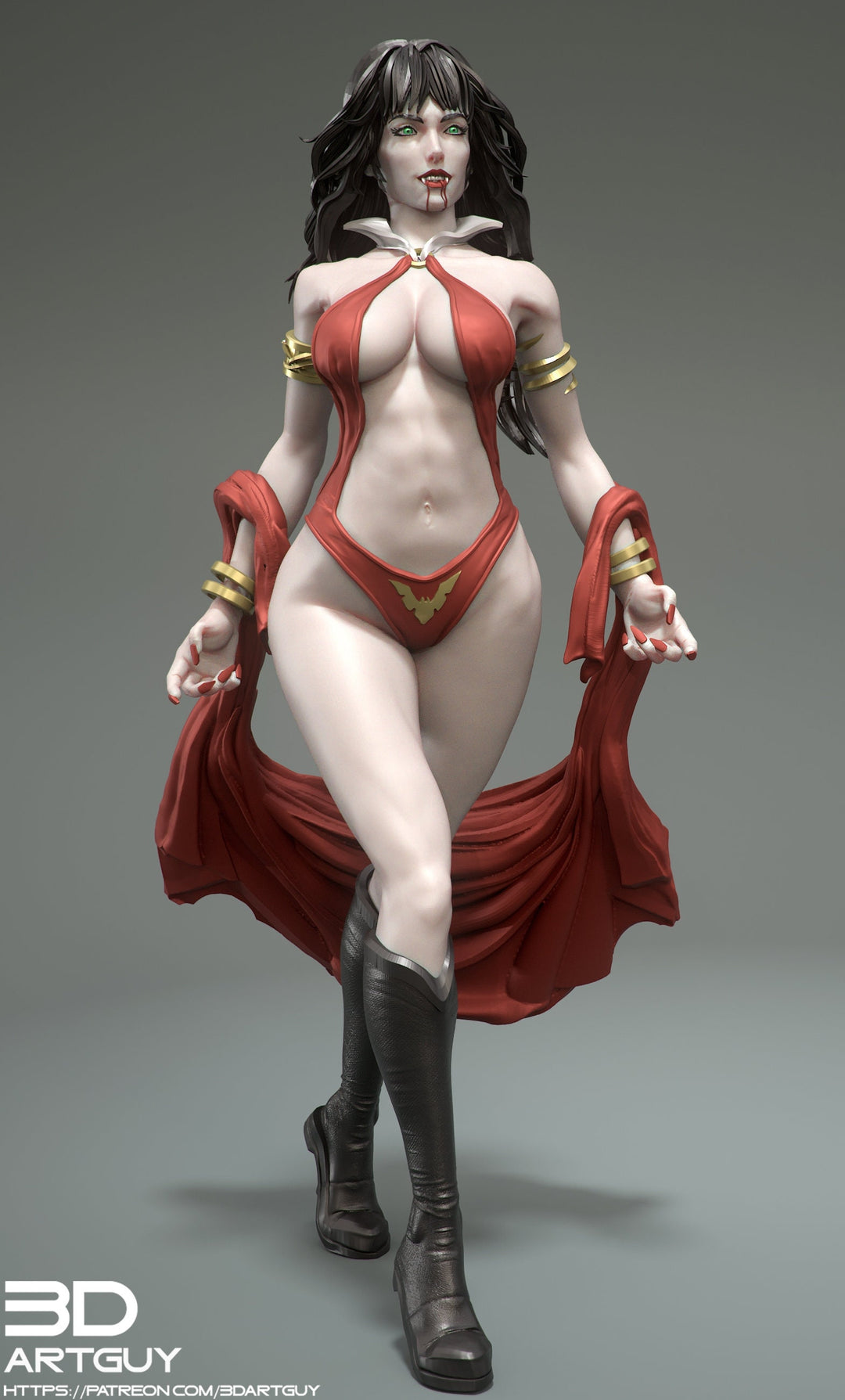 Female Vampire Strahd Bride Consort Pinup UNPAINTED | 28mm, 32mm, 50mm,75mm,100mm | Dungeons and Dragons | Pathfinder |3DArtGuy
