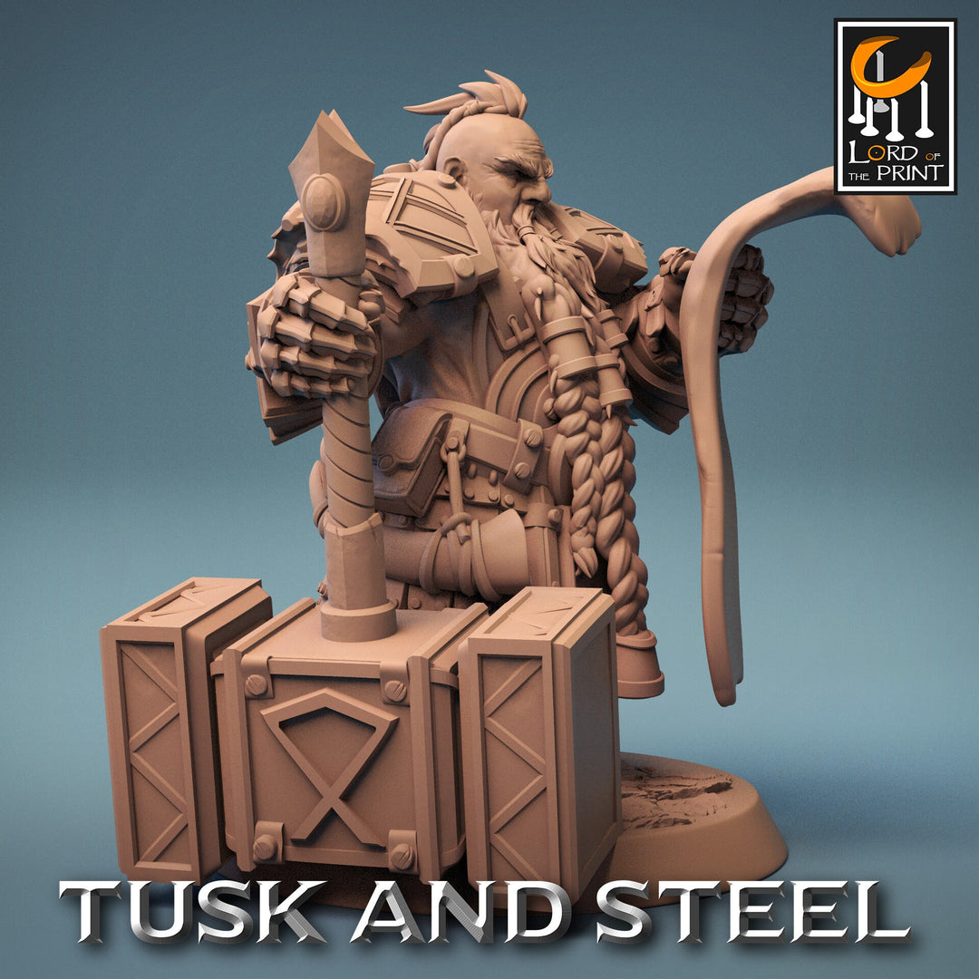 Dwarf Fighter Paladin with Battle Hammer Unpainted | 28mm, 32mm,54mm,75mm,100mm Scales | Dungeons and Dragons Pathfinder Lord of The Print