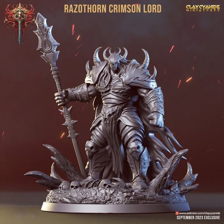 Demon Lord, Arch Devil, Fiend | 28mm, 32mm,54mm75mm, 100mm Scales | Demon Miniature | Dungeons and Dragons |Pathfinder | Clay Cyanide