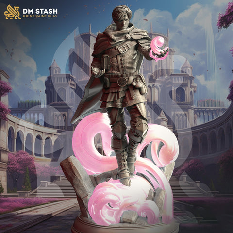 Human Sorcerer, Wizard, Illusionist | Unpainted Miniature | 28mm, 32mm,54mm,75mm, 100mm Scales | Dungeons and Dragons Pathfinder | DM Stash