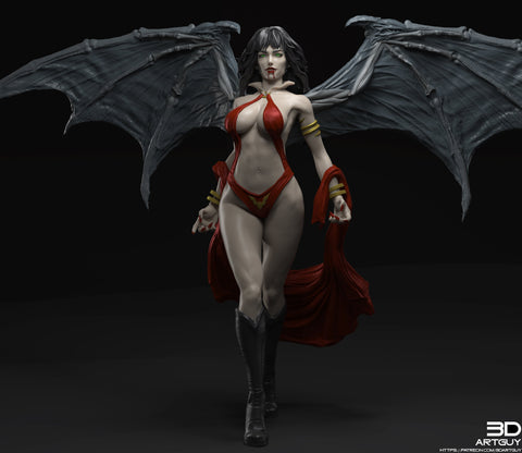 Female Vampire Strahd Bride Consort with Wings Pinup | 28mm, 32mm, 50mm,75mm,100mm | Dungeons and Dragons | Pathfinder |3DArtGuy
