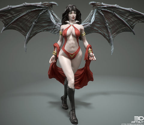 Female Vampire Strahd Bride Consort with Wings Pinup | 28mm, 32mm, 50mm,75mm,100mm | Dungeons and Dragons | Pathfinder |3DArtGuy