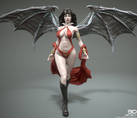 Female Vampire Strahd Bride Consort with Wings Pinup | 28mm, 32mm, 50mm,75mm,100mm | Dungeons and Dragons | Pathfinder |3DArtGuy