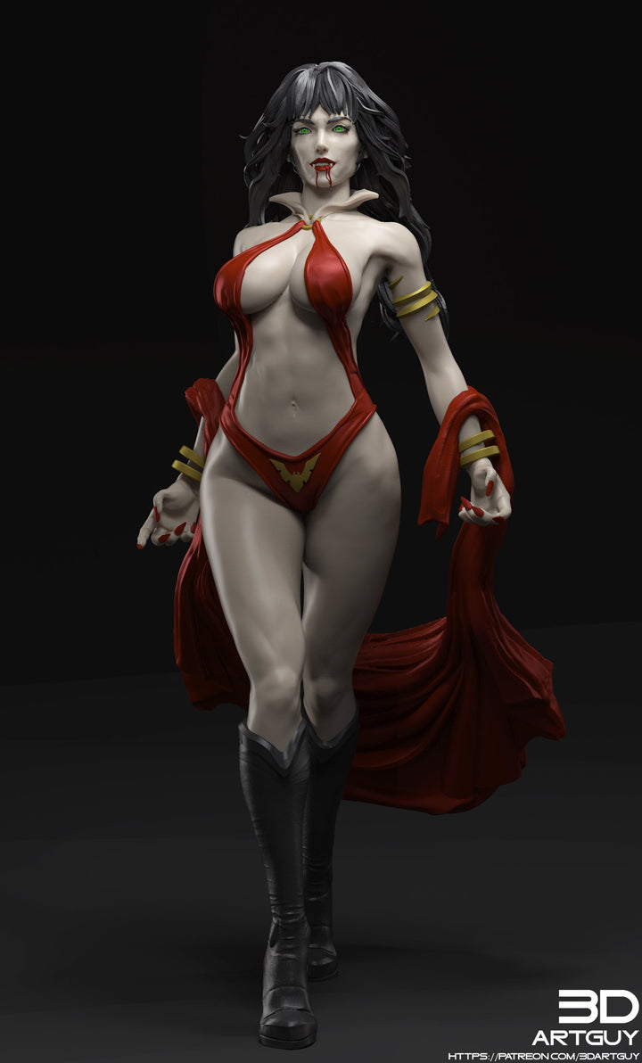 Female Vampire Strahd Bride Consort Pinup UNPAINTED | 28mm, 32mm, 50mm,75mm,100mm | Dungeons and Dragons | Pathfinder |3DArtGuy