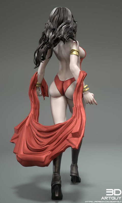 Female Vampire Strahd Bride Consort Pinup UNPAINTED | 28mm, 32mm, 50mm,75mm,100mm | Dungeons and Dragons | Pathfinder |3DArtGuy