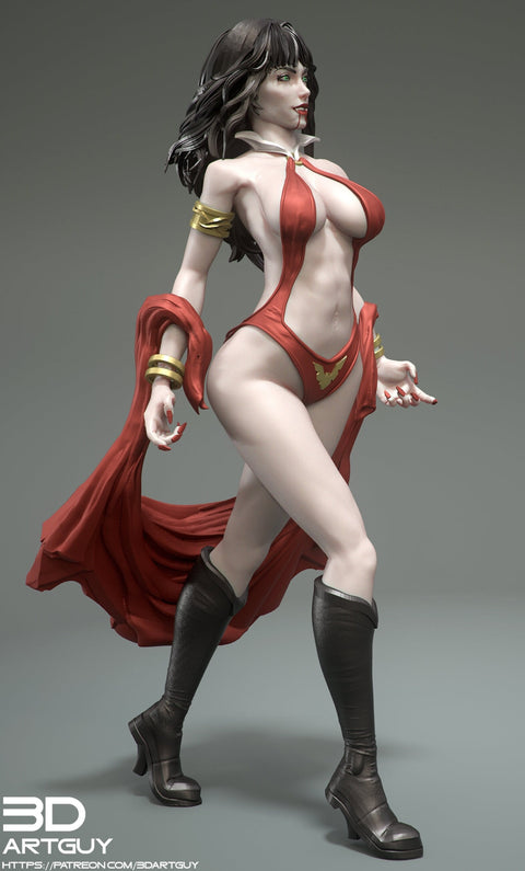 Female Vampire Strahd Bride Consort Pinup UNPAINTED | 28mm, 32mm, 50mm,75mm,100mm | Dungeons and Dragons | Pathfinder |3DArtGuy