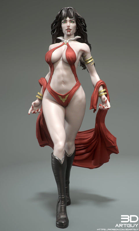 Female Vampire Strahd Bride Consort Pinup UNPAINTED | 28mm, 32mm, 50mm,75mm,100mm | Dungeons and Dragons | Pathfinder |3DArtGuy