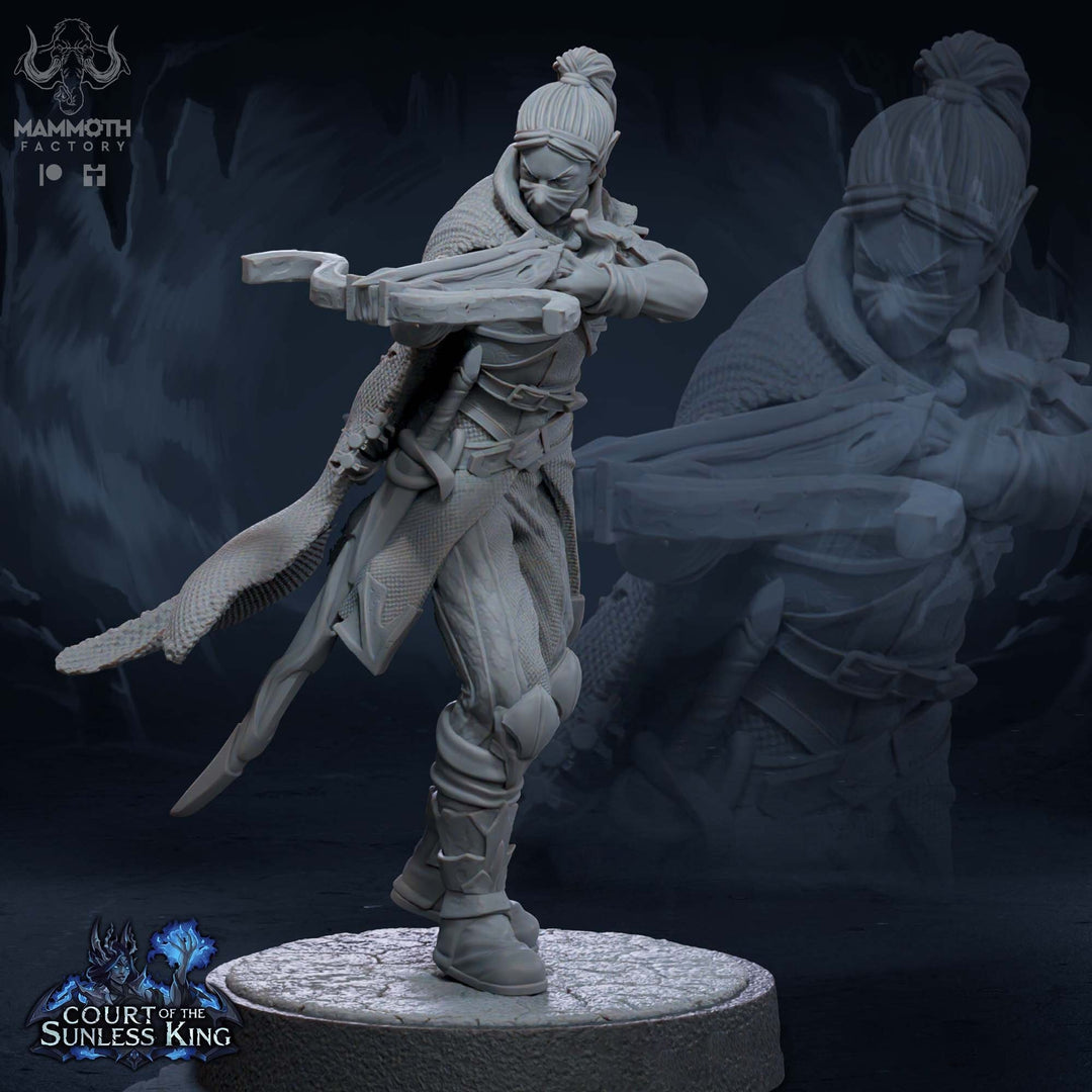 Female Elf Gloom Stalker Ranger Assassin Rogue Unpainted | 28mm,32mm,54mm,75mm,100mm Scale | Resin Dungeons and Dragons | Mammoth Factory