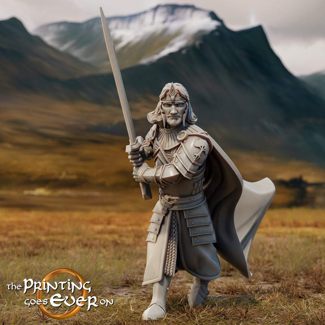 Human Ranger King Fighter with Sword | Miniature | 28mm, 32mm, 54mm, 75mm, 100mm Scales | Pathfinder Figure | DnD | Figurine unpainted |